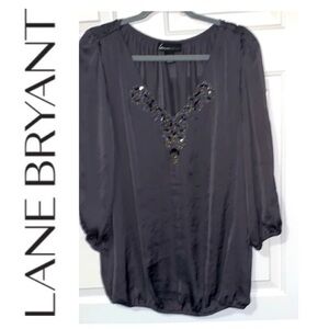 💛 LANE BRYANT Charcoal Gray Embellished Top 14 / 16